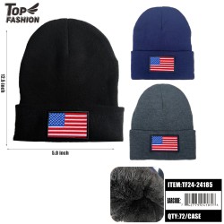 AMERICAN FLAG 3 COLOR MIXED FLEECE KNITTED HAT 72PC/CS