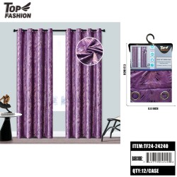 PURPLE FLANNEL GOLD STAMPING 84 BLACKOUT CURTAINS 12PC/CS