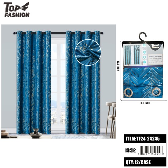 BLUE HOT STAMPING 84 BLACKOUT CURTAINS 12PC/CS