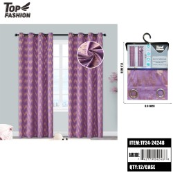 PURPLE HOT STAMPING 84 BLACKOUT CURTAINS 12PC/CS