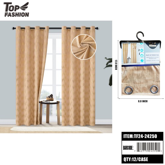 BROWN GOLD STAMPING 84 BLACKOUT CURTAINS 12PC/CS