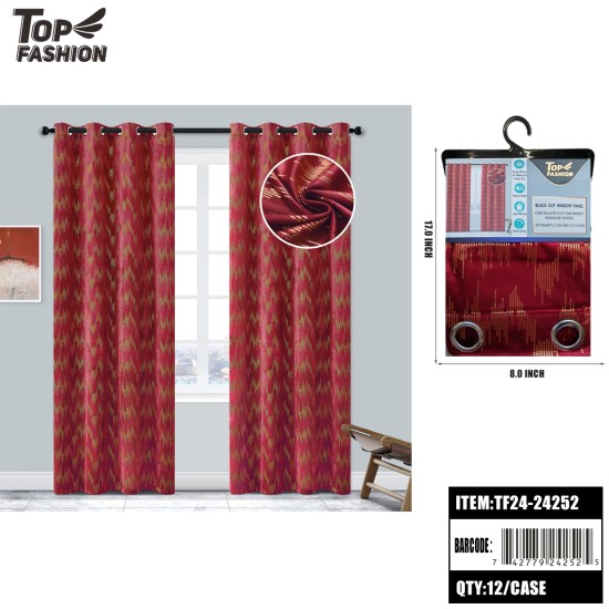 BURGUNDY GOLD STAMPING 84 BLACKOUT CURTAINS 12PC/CS