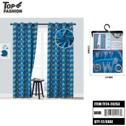 BLUE HOT STAMPING 84 BLACKOUT CURTAINS 12PC/CS