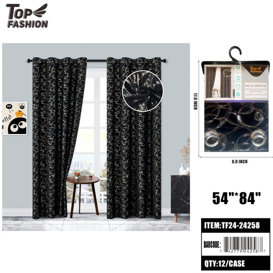 84" GOLD RING BLACKOUT CURTAIN (BLACK) 12PC/CS