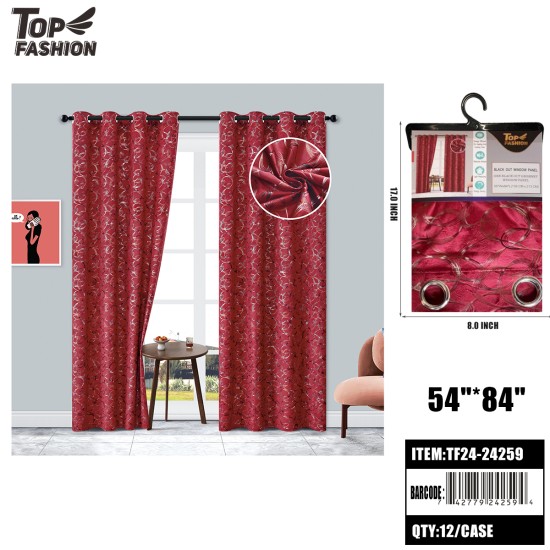 84" GOLD RING BLACKOUT CURTAINS (WINE RED) 12PC/CS