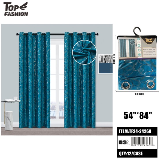 84" GOLD RING BLACKOUT CURTAINS (BLUE) 12PC/CS