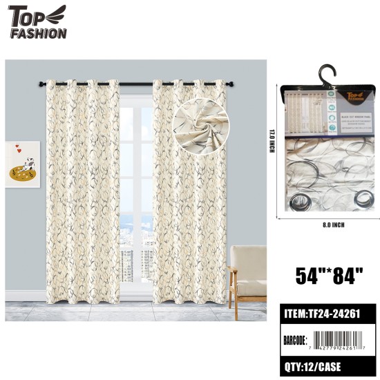 84" GOLD RING BLACKOUT CURTAIN (WHITE) 12PC/CS