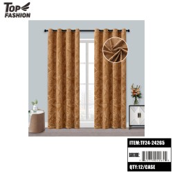 84 LEAF EMBOSSED BLACKOUT CURTAINS (COFFEE) 12PC/CS