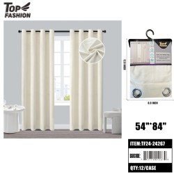 84 LEAF EMBOSSED BLACKOUT CURTAINS (WHITE) 12PC/CS