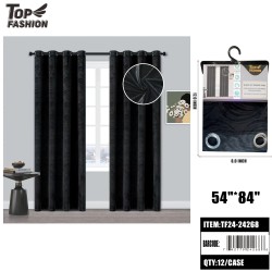 84 GRASS EMBOSSED BLACKOUT CURTAINS (BLACK) 12PC/CS