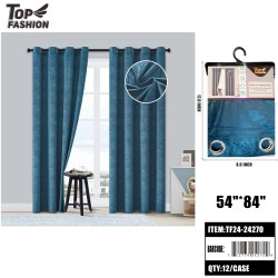 84 GRASS EMBOSSED BLACKOUT CURTAINS (BLUE) 12PC/CS