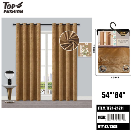 84 GRASS EMBOSSED BLACKOUT CURTAINS (COFFEE) 12PC/CS