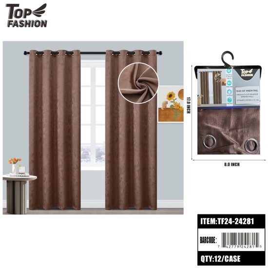 DARK BROWN PEONY 84 BLACKOUT CURTAINS 12PC/CS