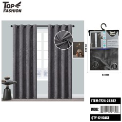 DARK GREY PEONY 84 BLACKOUT CURTAINS 12PC/CS