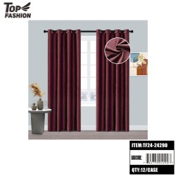 BURGUNDY GOLD STAMPING 84 BLACKOUT CURTAINS 12PC/CS