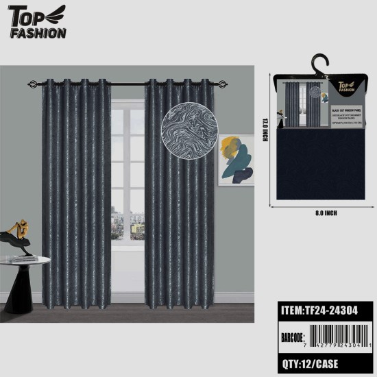 JACQUARD (BLACK) 84" BLACKOUT CURTAINS 12PC/CS