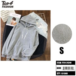 S SIZE GREY SHERPA HOODED SWEATSHIRT 12PC/CS