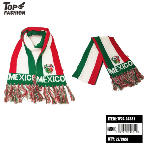 MEXICAN FLAG KNITTED SCARF 72PC/CS