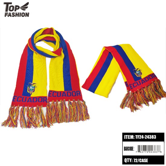 ECUADOR FLAG KNITTED SCARF 72PC/CS