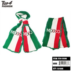 MEXICO FLAG KNITTED FLEECE NECK SCARF 72PC/CS