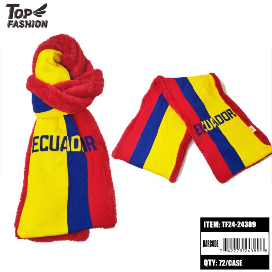 ECUADORIAN FLAG KNITTED FLEECE NECK SCARF 72PC/CS