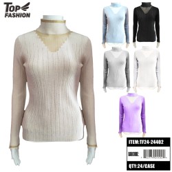 MIXED 6-COLOR HOT-DRILLED TIGHT-FITTING WOOL SWEATER 24PC/CS