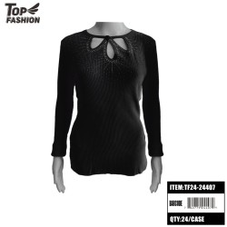 BLACK LOW-NECK DIAMOND SWEATER 24PC/CS