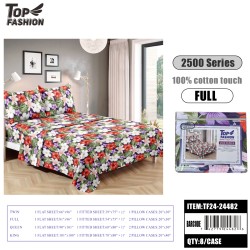 80G FULL SIZE WHITE FLORAL BED SHEET 4PCS SET 8PC/CS