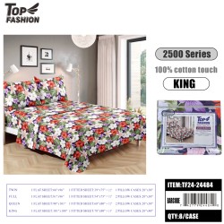 80G KING SIZE WHITE FLORAL BED SHEET 4PCS SET 8PC/CS