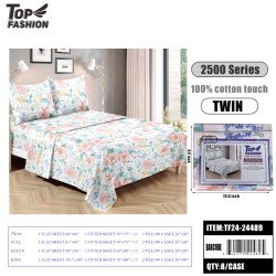 80G TWIN SIZE PEONY BED SHEET 3PCS SET 8PC/CS