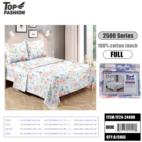 80G FULL SIZE PEONY BED SHEET 4PCS SET 8PC/CS