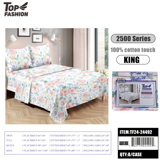 80G KING SIZE PEONY BED SHEET 4PCS SET 8PC/CS