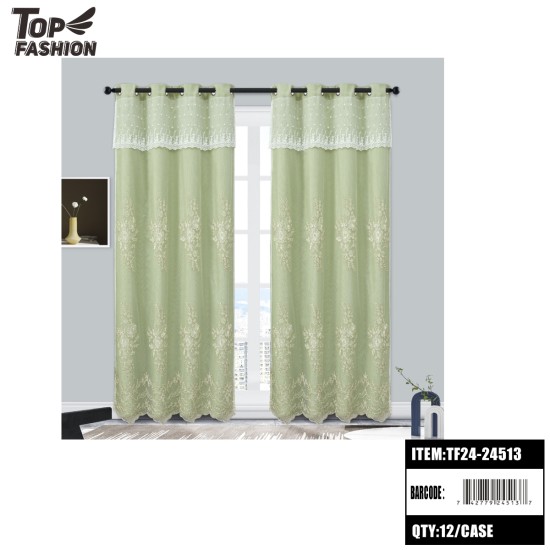 54"*84" EUROPEAN FLORAL (GREEN) BLACKOUT CURTAINS 12PC/CS