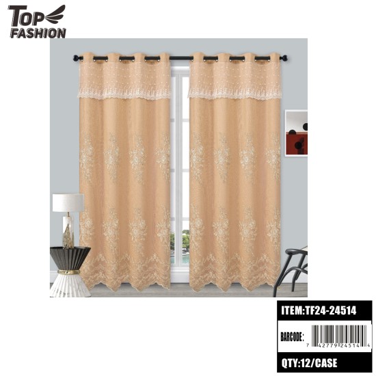 54"*84" EUROPEAN FLORAL (KHAKI) BLACKOUT CURTAINS 12PC/CS