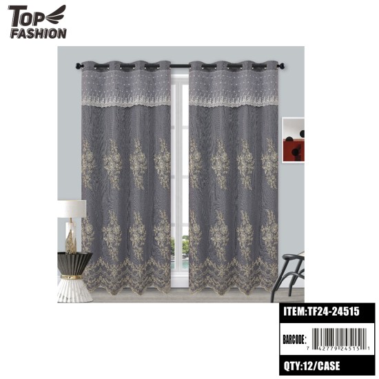 54"*84" EUROPEAN FLORAL (DARK GREY) BLACKOUT CURTAINS 12PC/CS