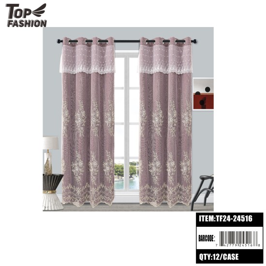 54"*84" EUROPEAN FLORAL (WINE RED) BLACKOUT CURTAINS 12PC/CS