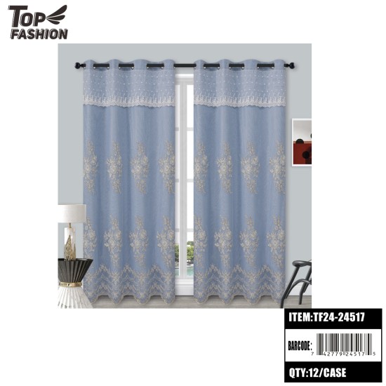 54"*84" EUROPEAN FLORAL (BLUE) BLACKOUT CURTAINS 12PC/CS