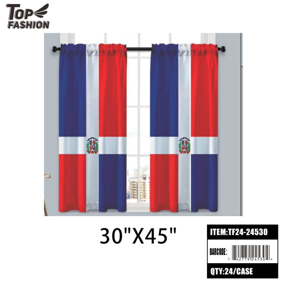 DOMINICAN REPUBLIC FLAG 2PC KITCHEN CURTAIN 24PC/CS