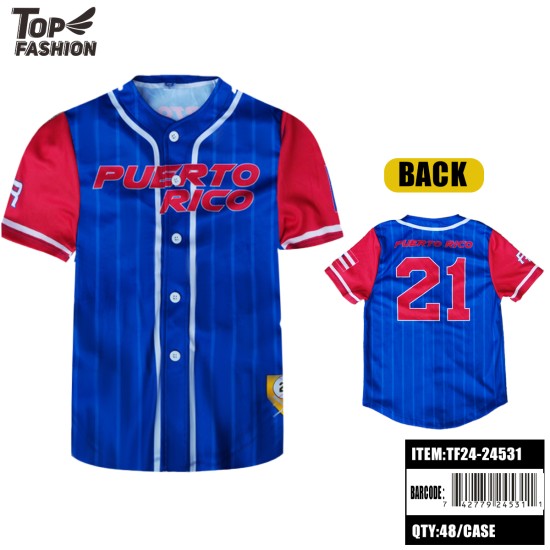 PUERTO RICO BUTTON BASEBALL JERSEY (BLUE)S-XL 48PC/CS