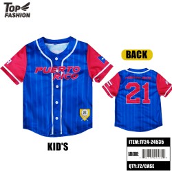 PUERTO RICO BLUE KIDS BUTTON BASEBALL JACKET 72PC/CS