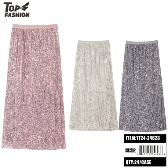 MIXED 3 COLORS THIN SEQUIN LONG SKIRT 24PC/CS