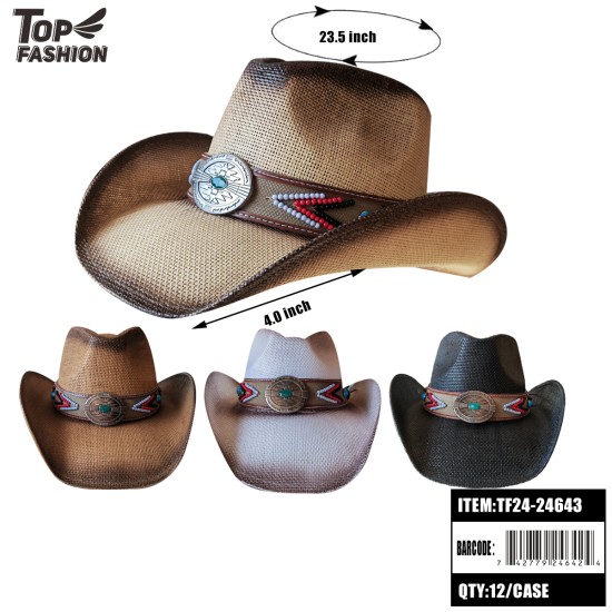 MIXED 4 COLORS COWBOY HAT 12PC/CS