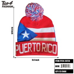 PUERTO RICO COUNTRY FLAG WINTER HAT 72PC/CS