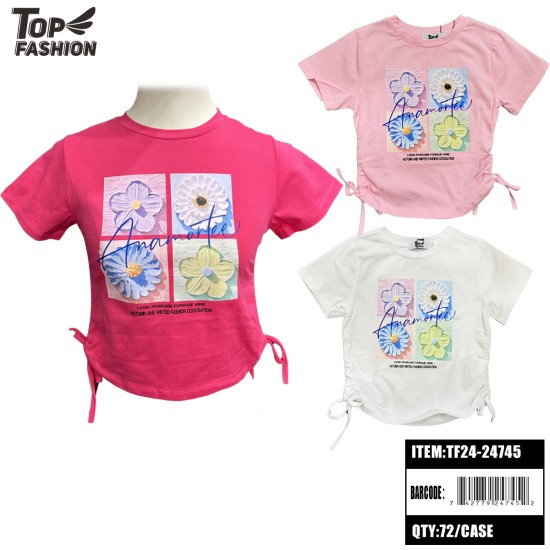 CHILDRENS 3COLOR GARDEN COLLAR COTTON T-SHIRT 72PC/CS