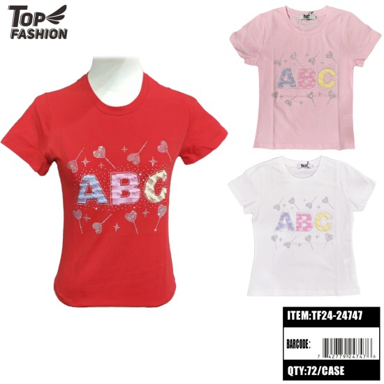 CHILDRENS 3COLORS  ROUND NECK COTTON T-SHIRT 72PC/CS