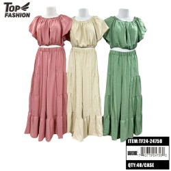 WOMENS 3-COLOR ONE-SHOULDER DRESS SET 48PC/CS