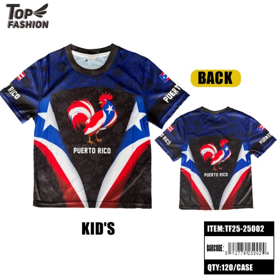 PUERTO RICO KIDS ROOSTER CREW NECK SPORTS T-SHIRT 144PC/CS