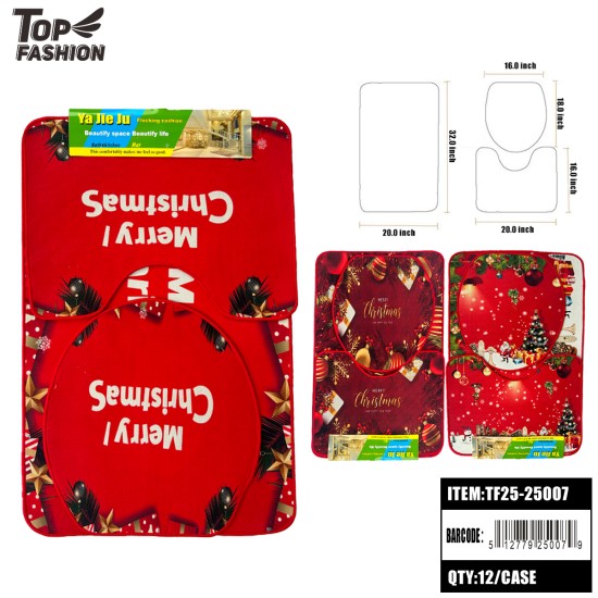 CHRISTMAS MIX 3 TOILET 3-PIECE FLOOR MAT 12PC/CS