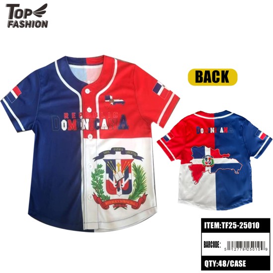 DOMINICAN REPUBLIC ADULT BASEBALL JERSEY (BLUE) 60PC/CS