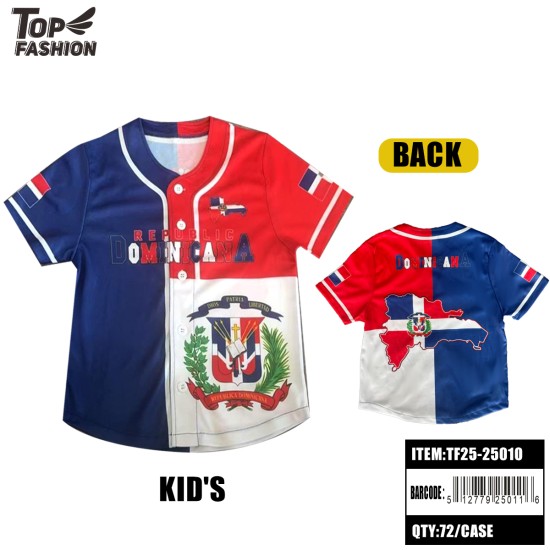 DOMINICAN REPUBLIC CHILDRENS BASEBALL JERSEY (BLUE) 72PC/CS